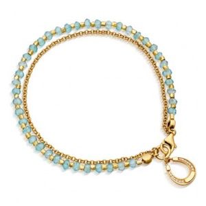 Apatite and Gold Horseshoe Biography Bracelet